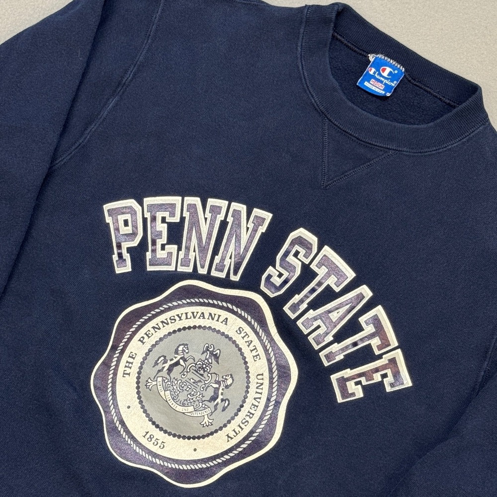 Vtg CHAMPION Penn State University Sweatshirt Mens Medium Navy Made In USA 80s